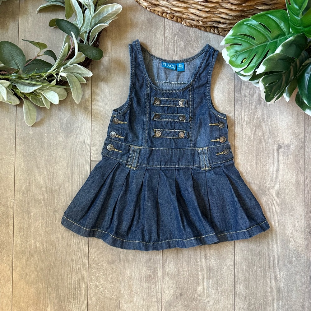 Vintage Childen’s Place Toddler Girl Denim Jumper Overalls Dress Size 24 Months - Picture 7 of 12